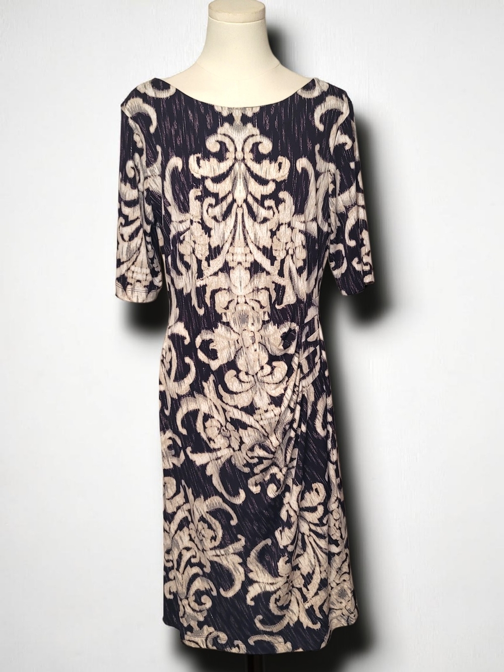 CONNECTED APPAREL - Size 14  Wine and Cream  Midi Dress
